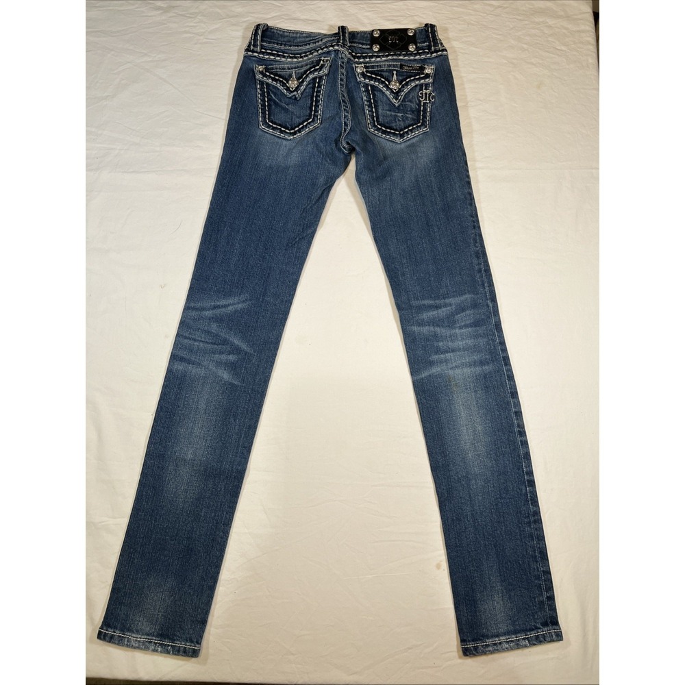 Miss Me Women's Heavy Embroidery Skinny Jeans Size 26 Blue Denim Western Bling